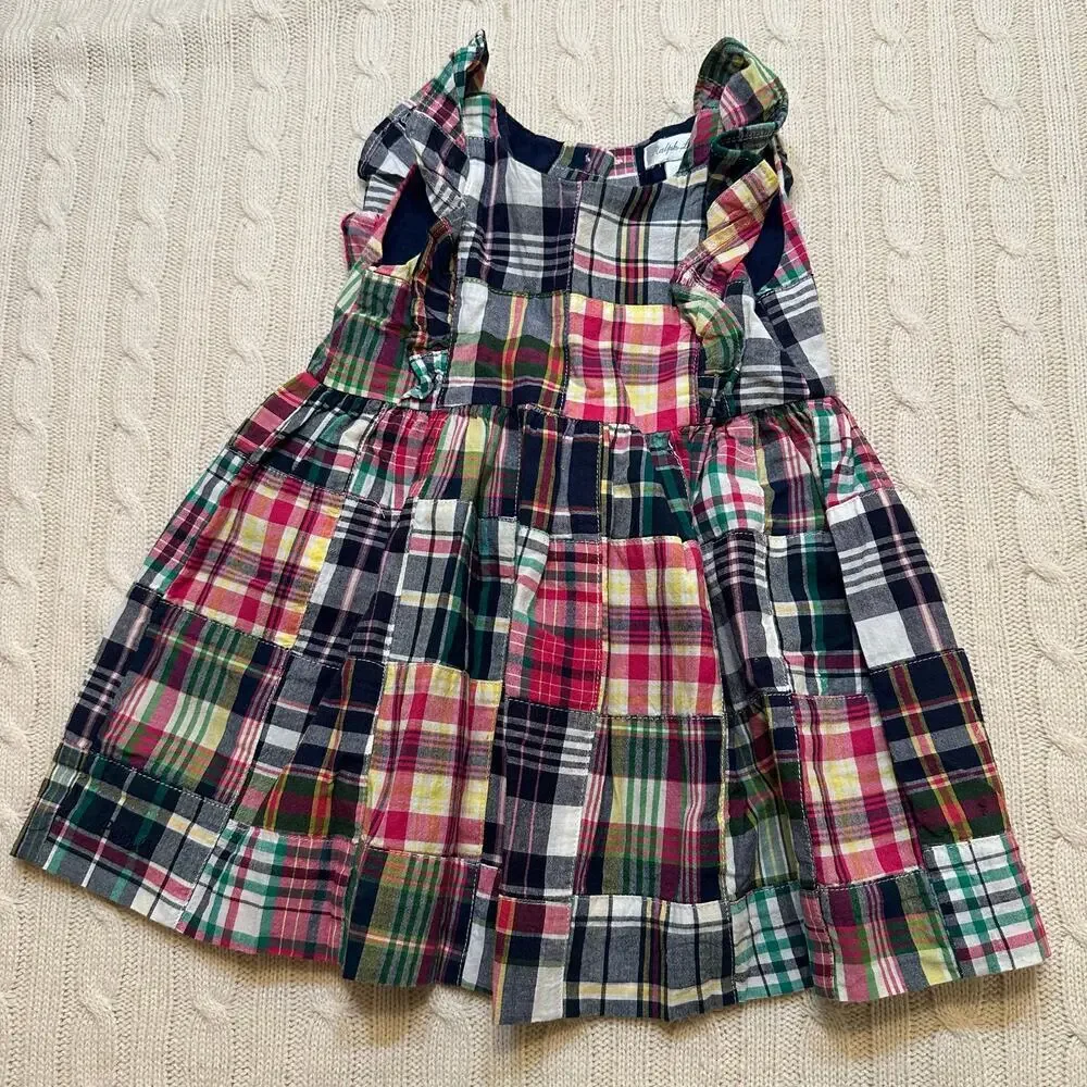 Polo Ralph Lauren Baby Girls Patchwork Madras Dress sz 6 months